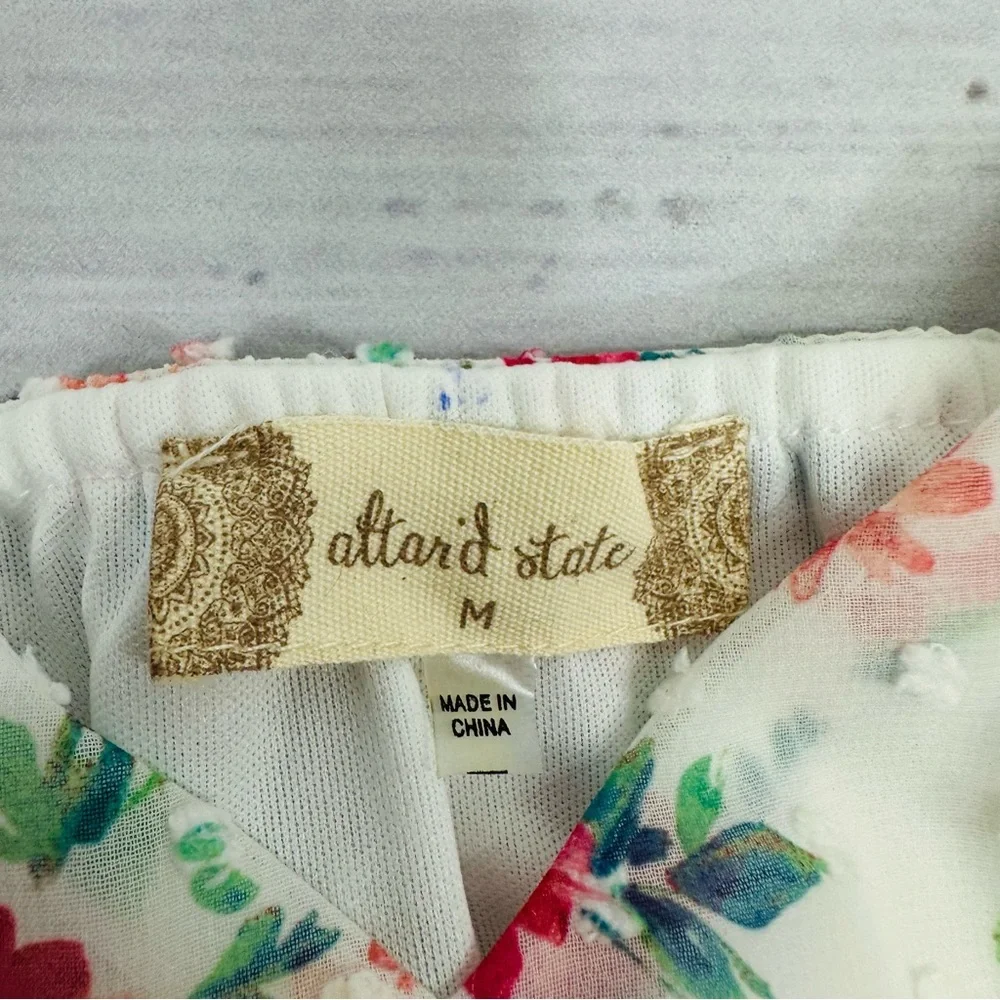 Altar'd State Size Medium White Red Floral Tie Shoulder Dress New